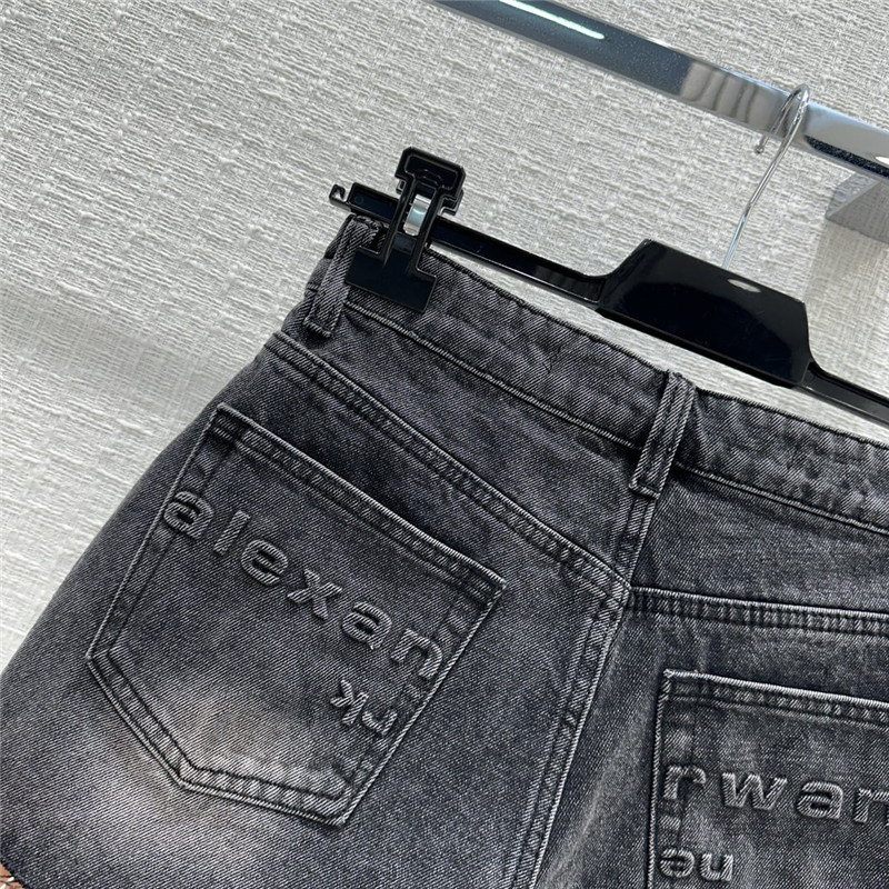 A1exa*der wang 3d embossed lettering denim shorts