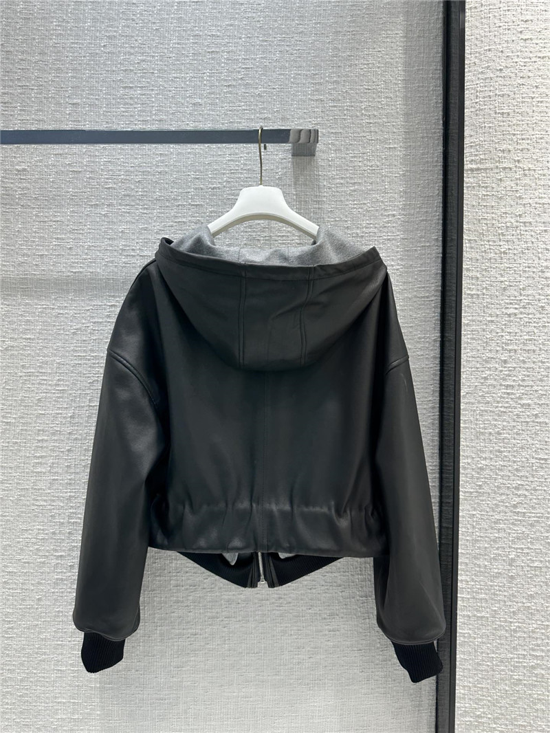 L0ew* hooded leather jacket
