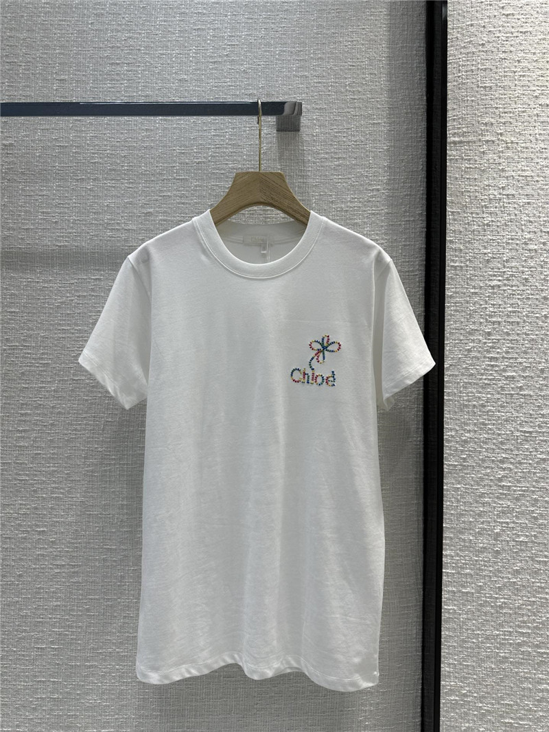 Chloé floral logo embroidered short-sleeved T-shirt