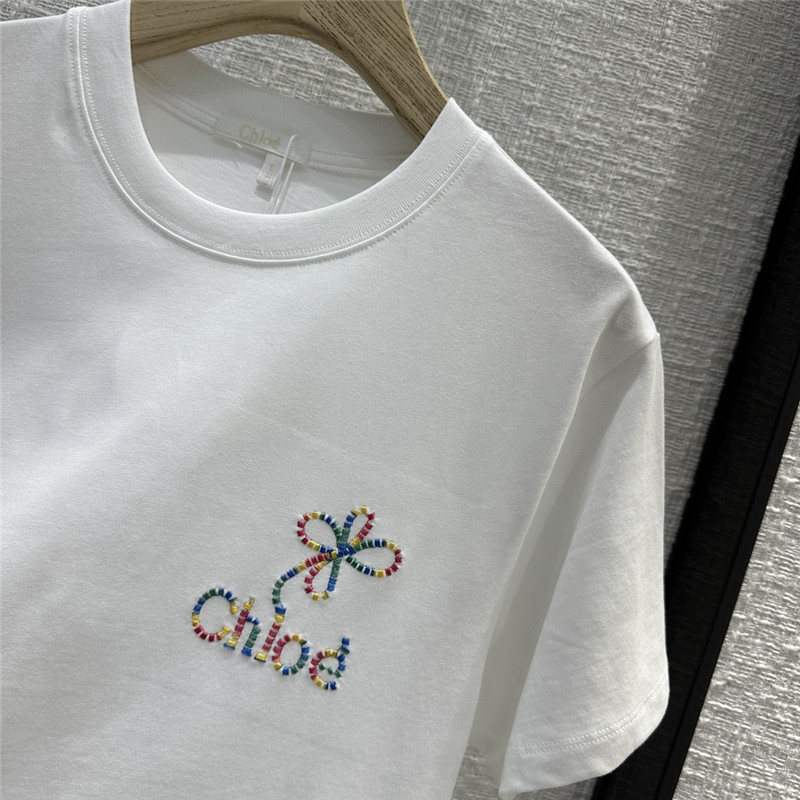 Chloé floral logo embroidered short-sleeved T-shirt