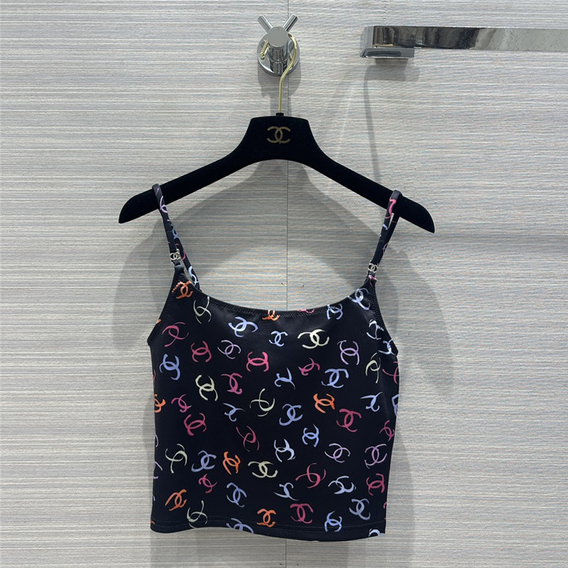 Ch**el double c graffiti painted printed small suspender belt