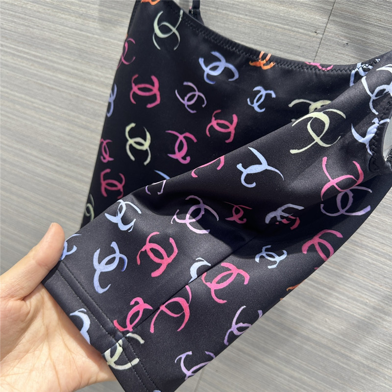 Ch**el double c graffiti painted printed small suspender belt