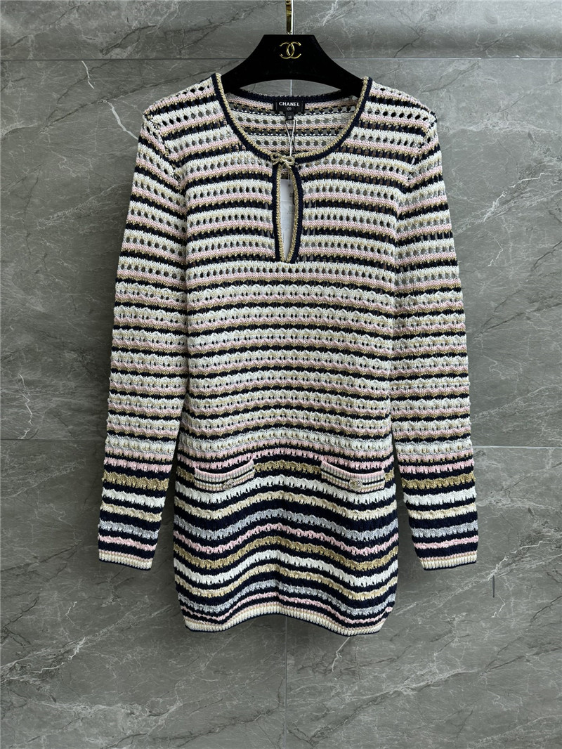 Ch**el hollow striped dress