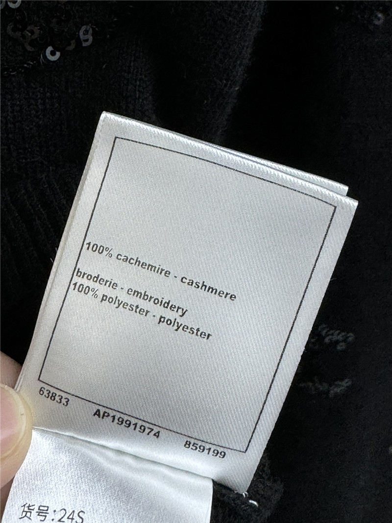 Ch**el logo floral sequins cardigan in black