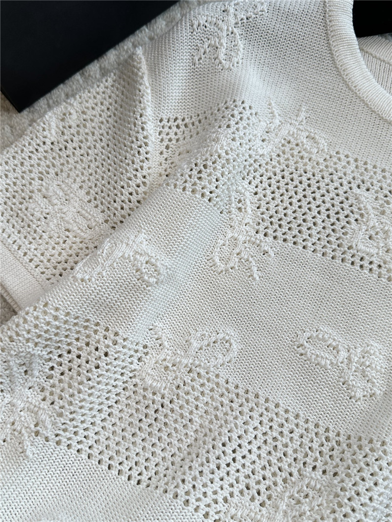 Ch**el positioning bow embroidered jacquard t-shirt