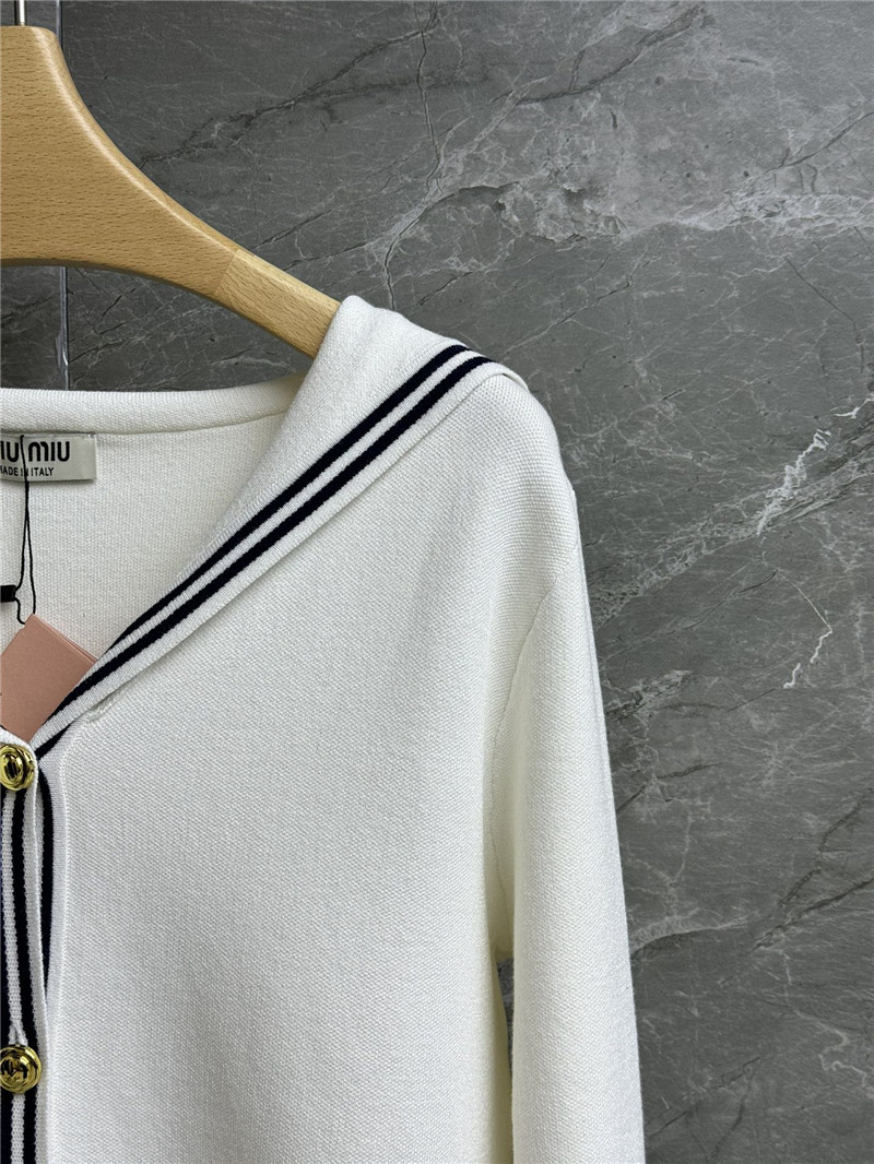 Miu Miu Navy Collar Knitted Cardigan