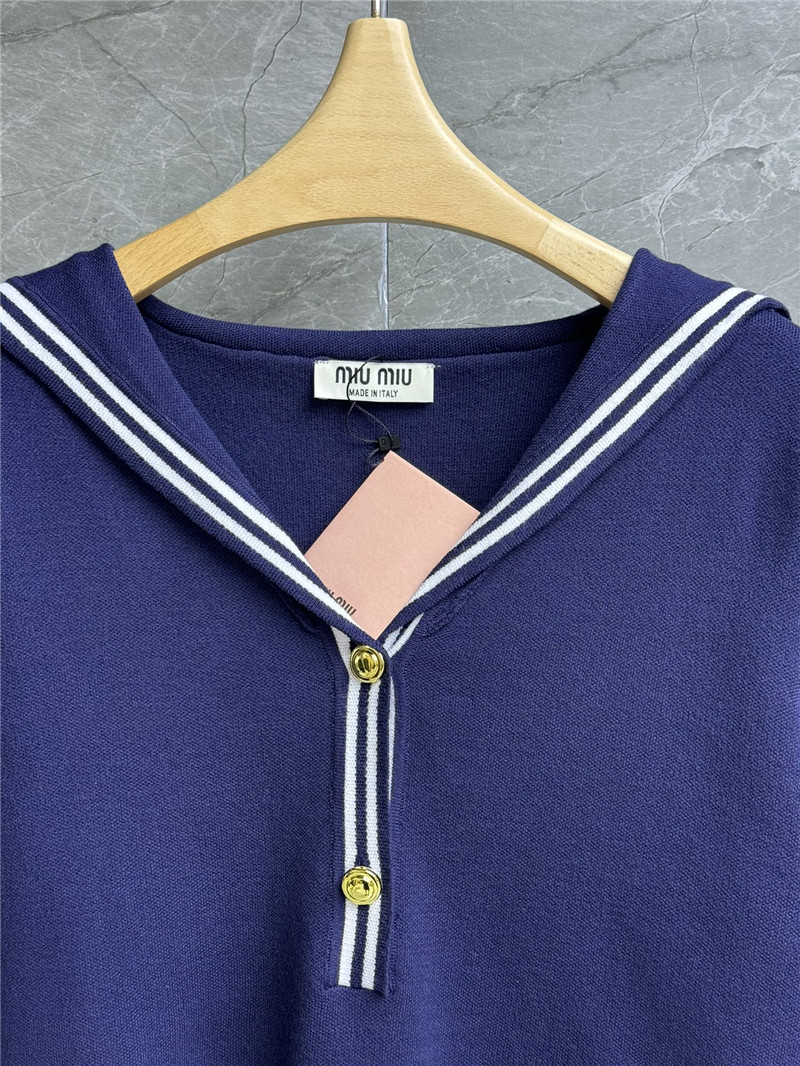 M1um1u navy collar knitted short sleeves