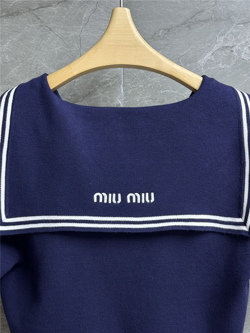 M1um1u navy collar knitted short sleeves