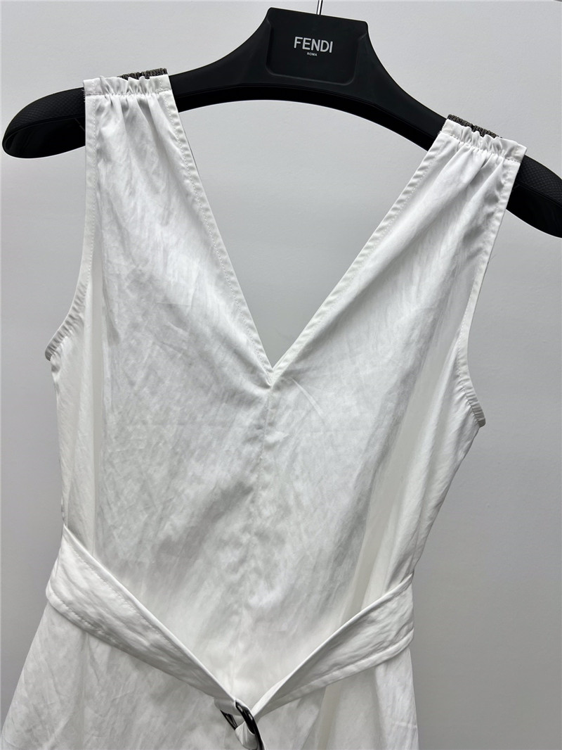 BC V-neck waisted white dress