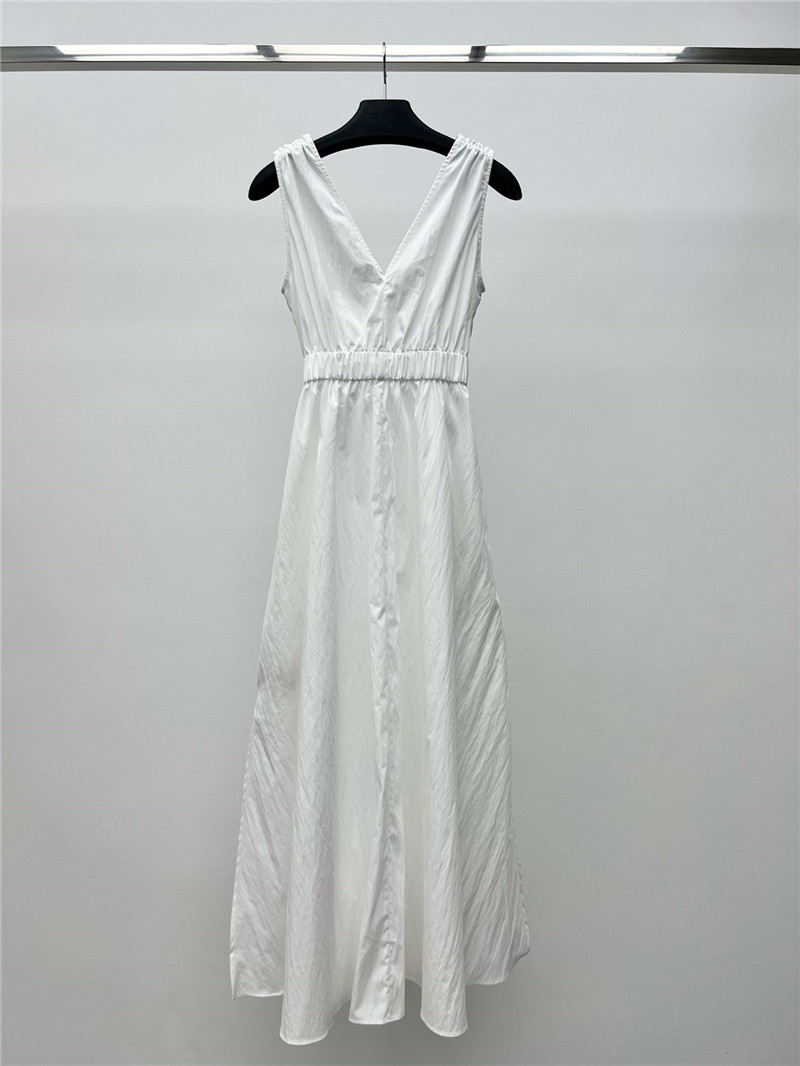 BC V-neck waisted white dress