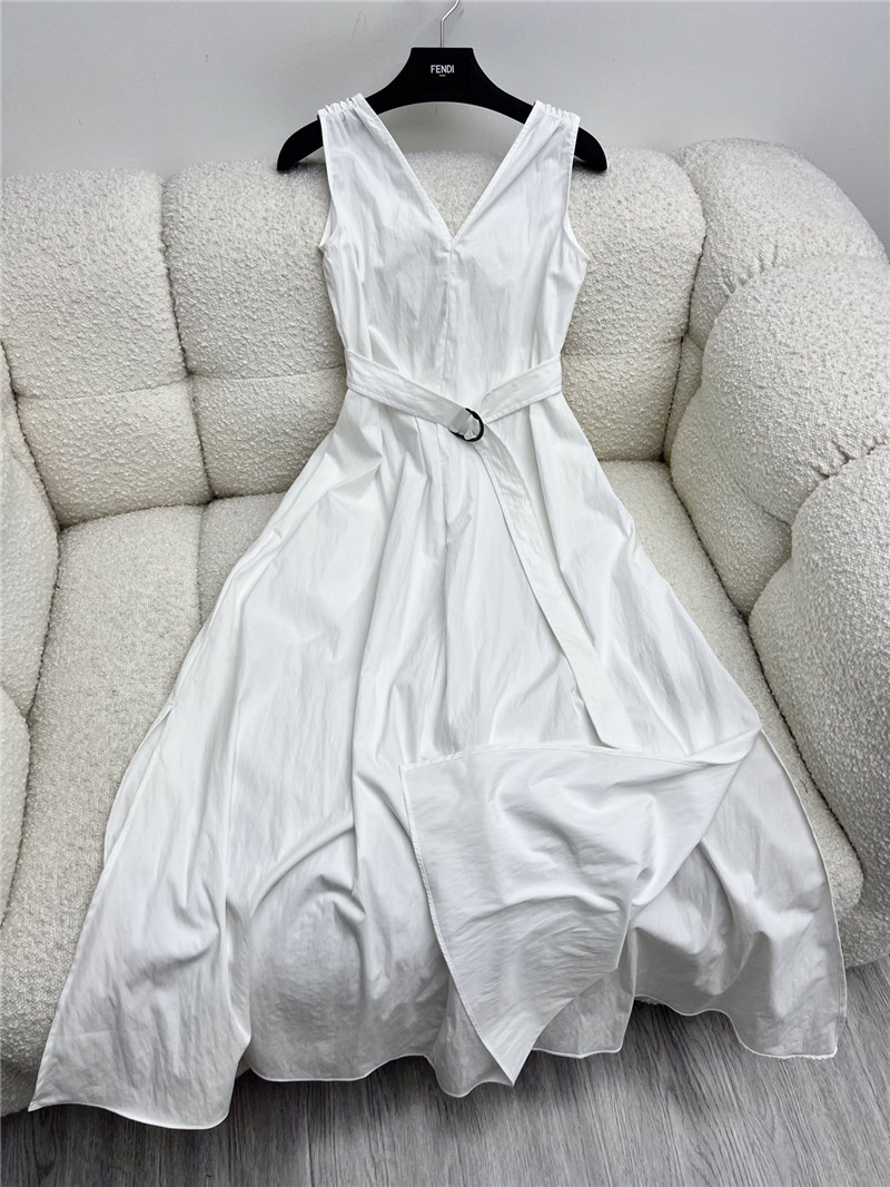 BC V-neck waisted white dress