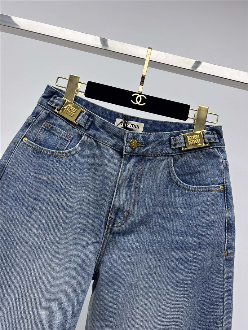 M1um1u waist gold button wide leg pants