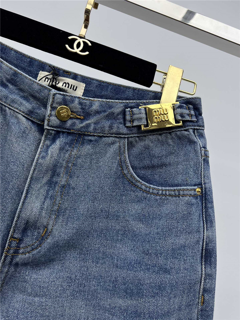 M1um1u waist gold button wide leg pants