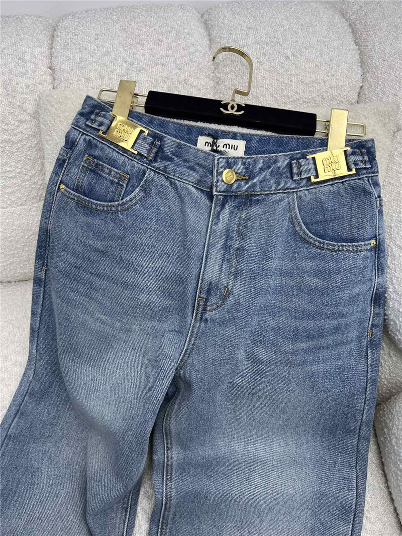 M1um1u waist gold button wide leg pants