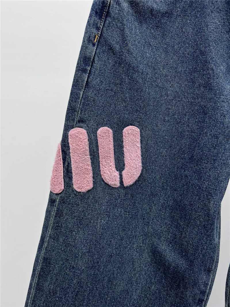 M1um1u pink letter logo wide leg pants