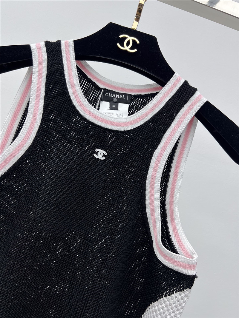 Ch**el mesh hollow knitted vest