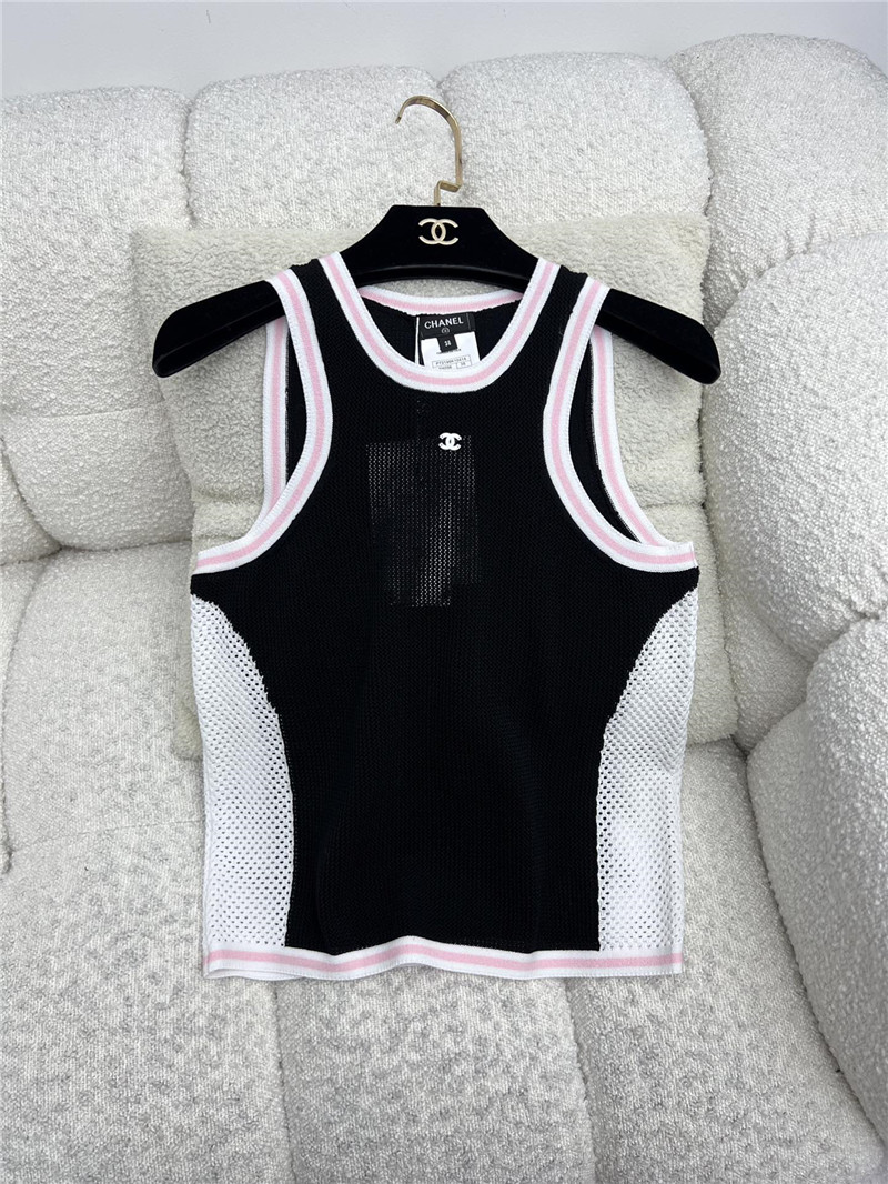 Ch**el mesh hollow knitted vest