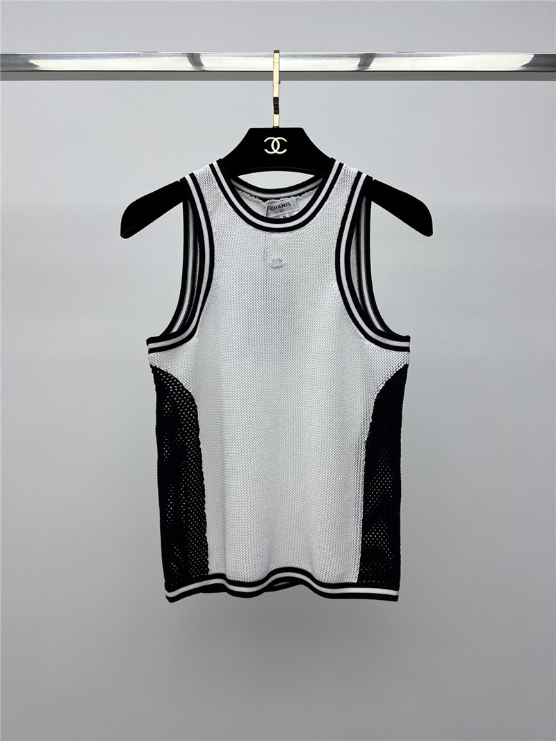 Ch**el mesh hollow knitted vest