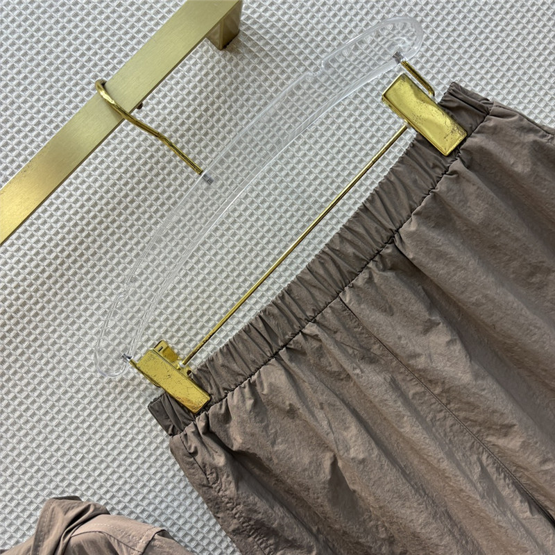 Pra*a hooded zipper jacket + elastic waist shorts set