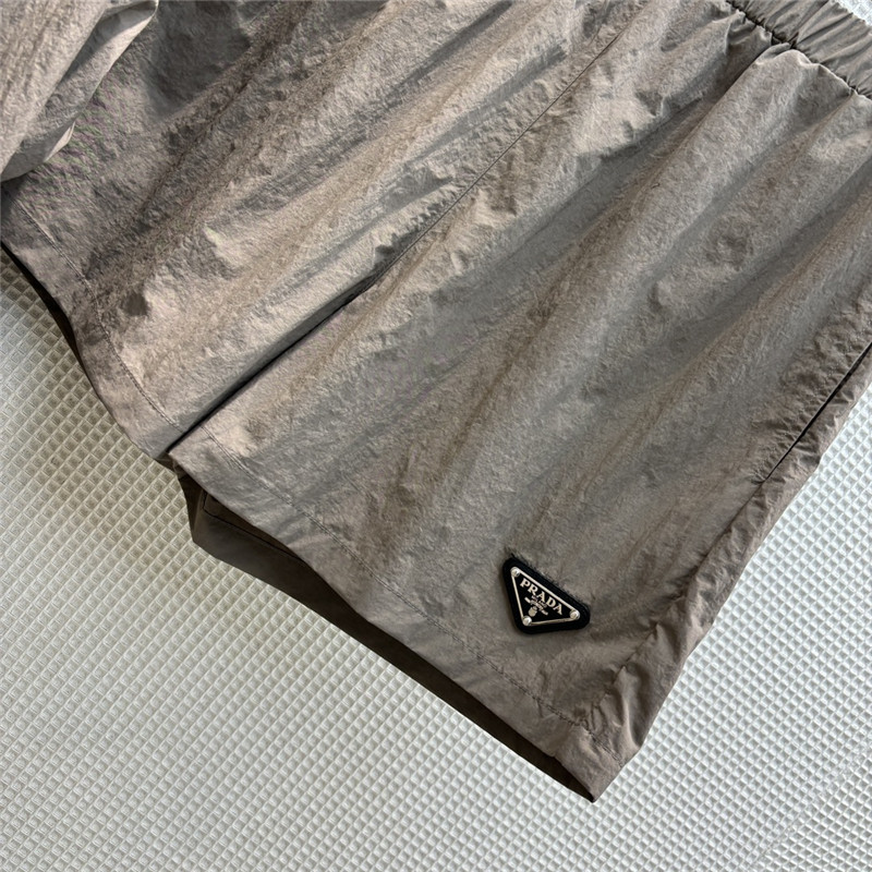 Pra*a hooded zipper jacket + elastic waist shorts set