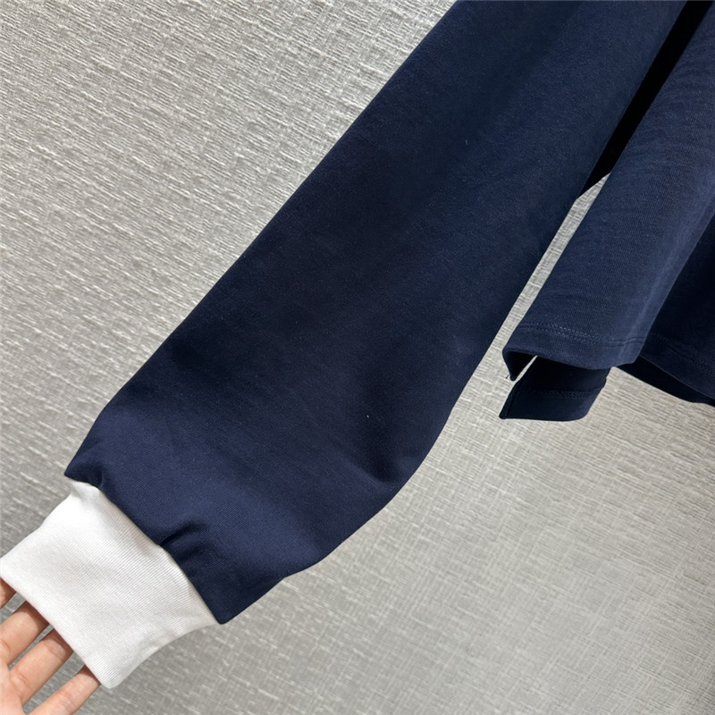 Pra*a contrast color polo short long sleeve top