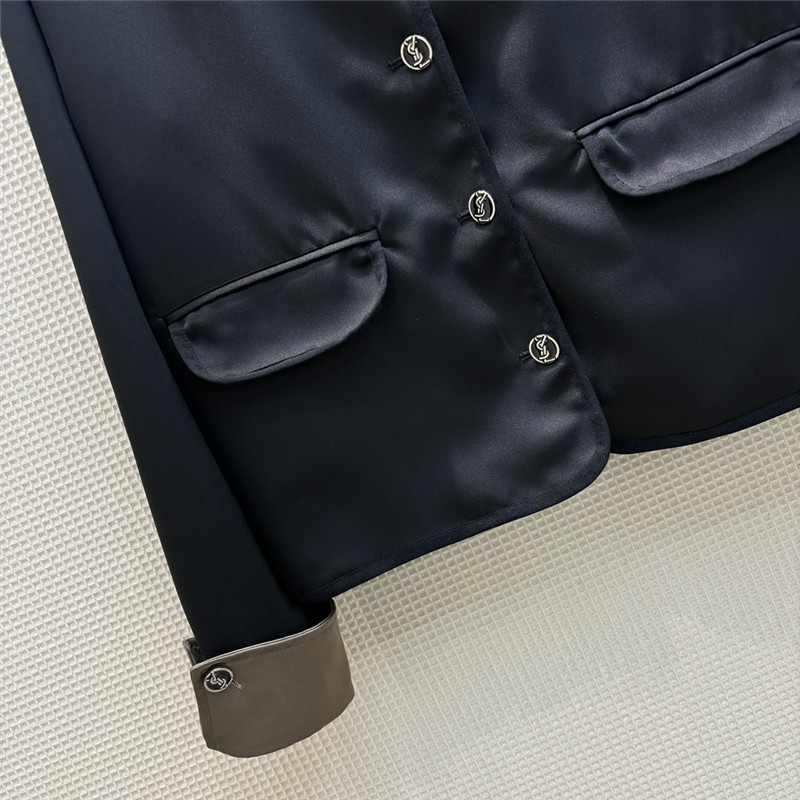 Y51 contrasting small lapel satin jacket