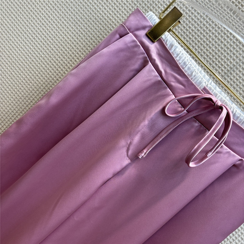 Y51 double-layered waistband ice silk wide-leg pants