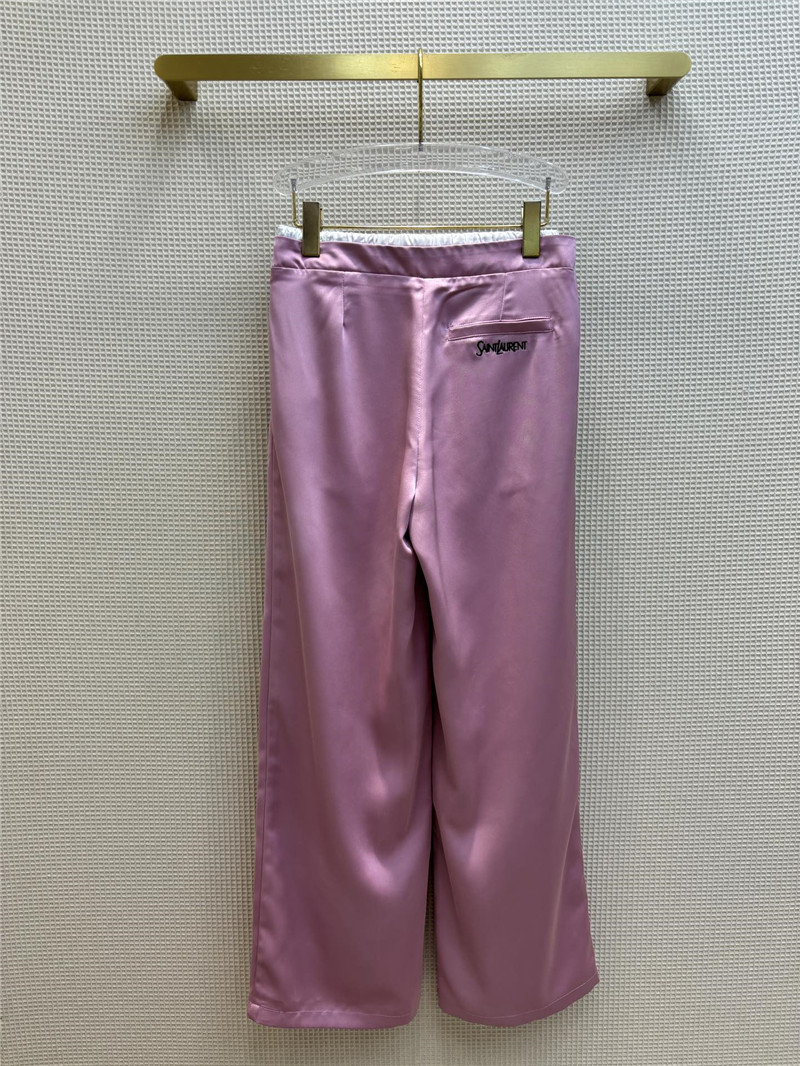Y51 double-layered waistband ice silk wide-leg pants