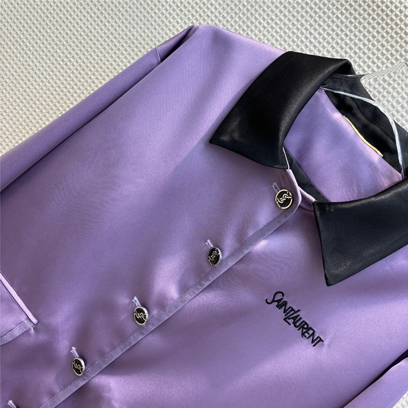 Y51 contrasting small lapel satin jacket