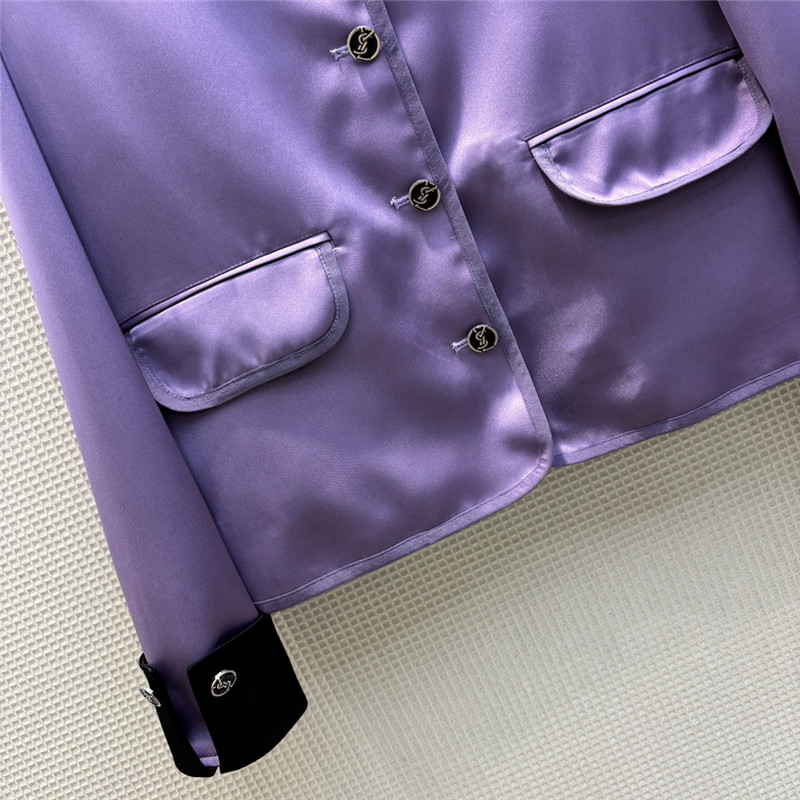 Y51 contrasting small lapel satin jacket