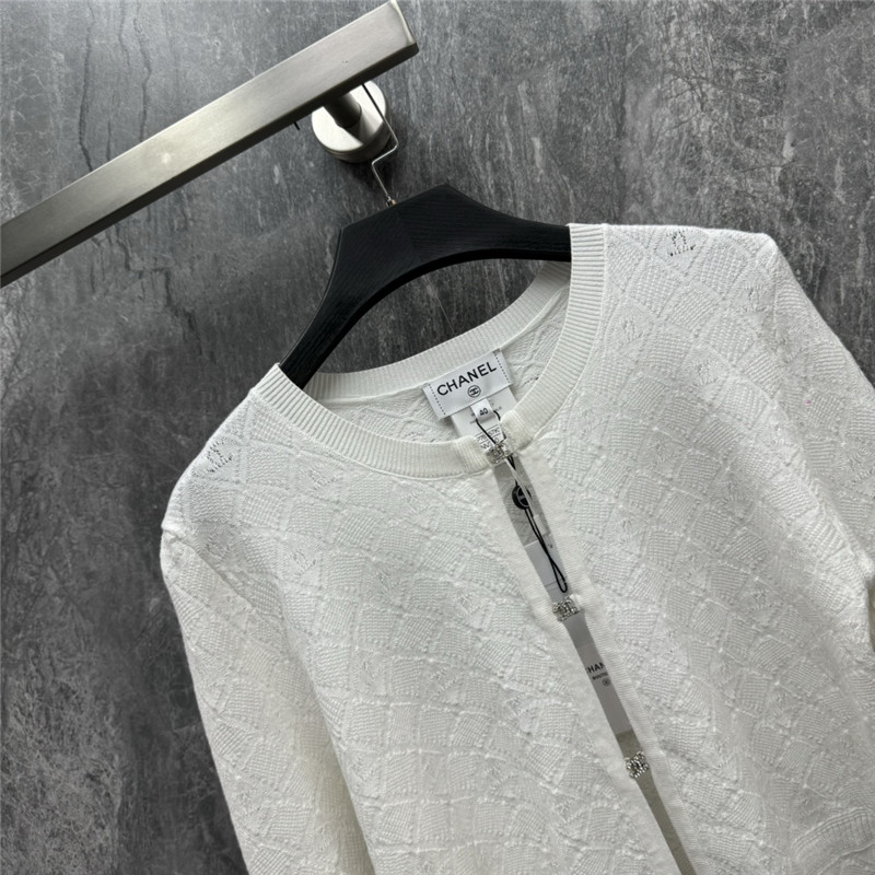 Ch**el jacquard zip-up thin cardigan