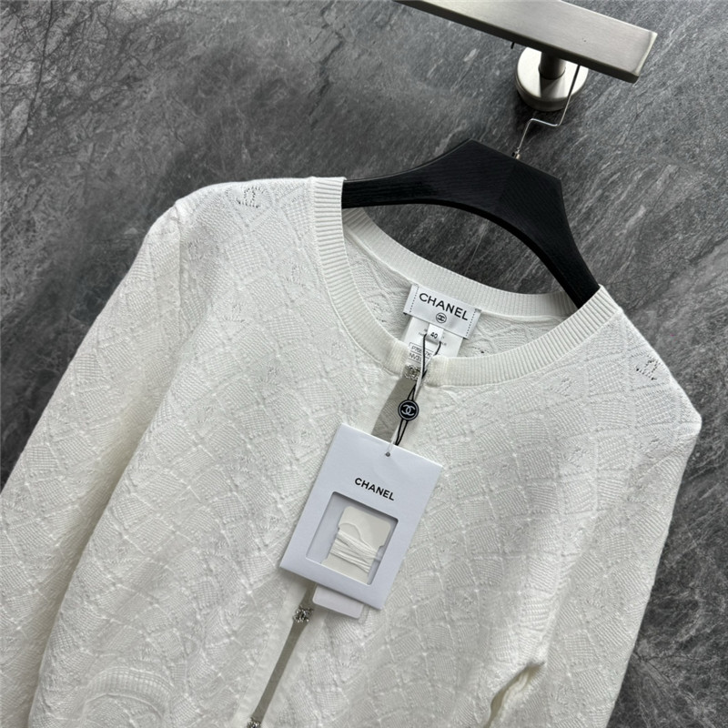 Ch**el jacquard zip-up thin cardigan