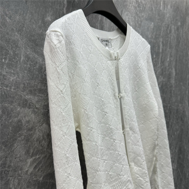 Ch**el jacquard zip-up thin cardigan