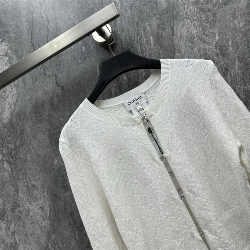 Ch**el jacquard zip-up thin cardigan