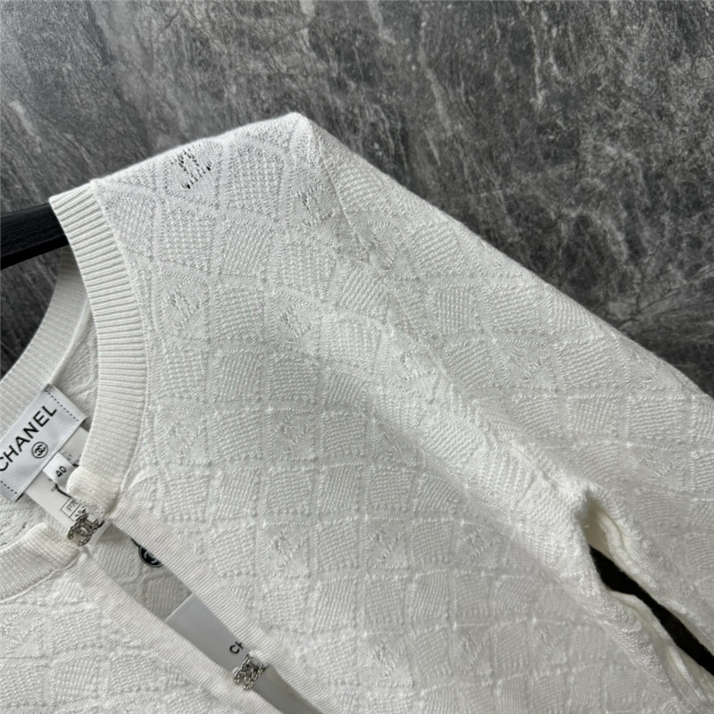 Ch**el jacquard zip-up thin cardigan