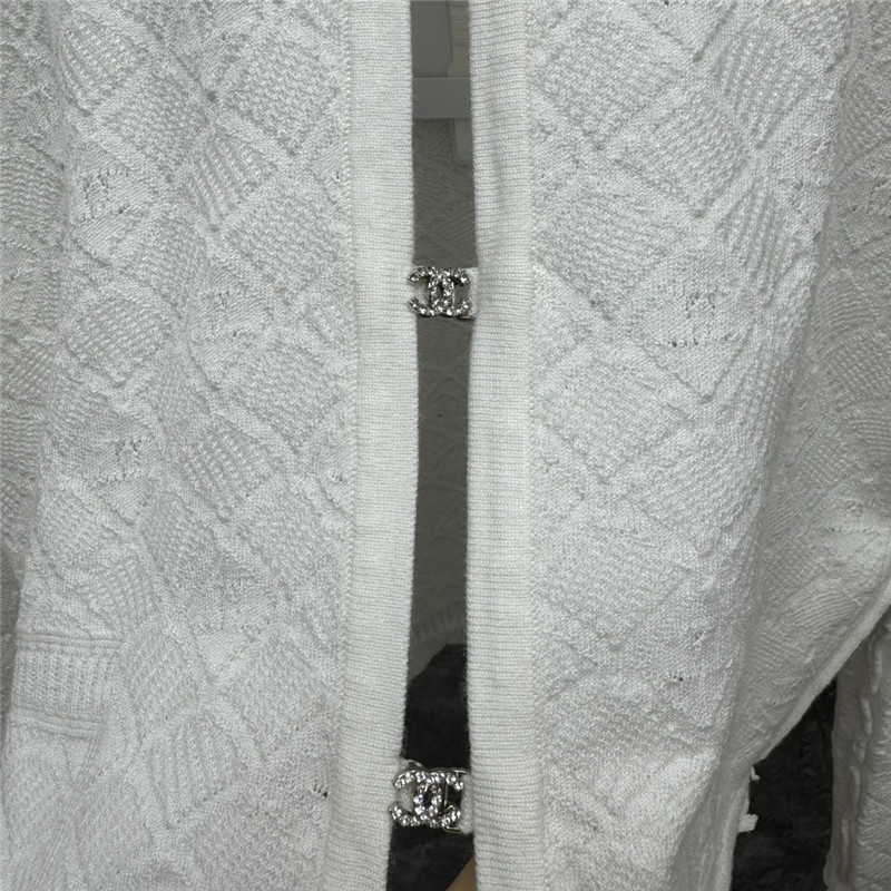 Ch**el jacquard zip-up thin cardigan