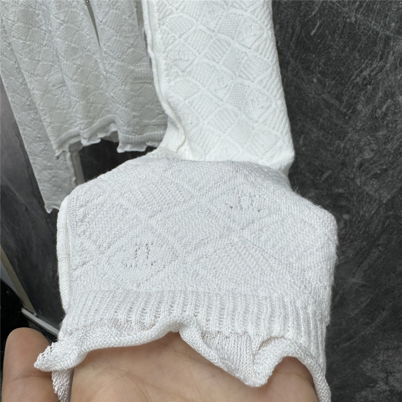 Ch**el jacquard zip-up thin cardigan