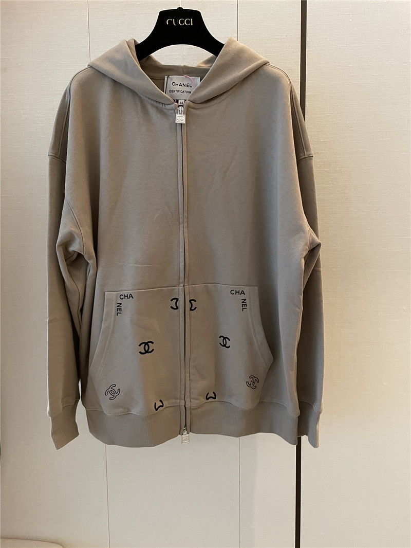 Ch**el logo hooded sweatshirt grey