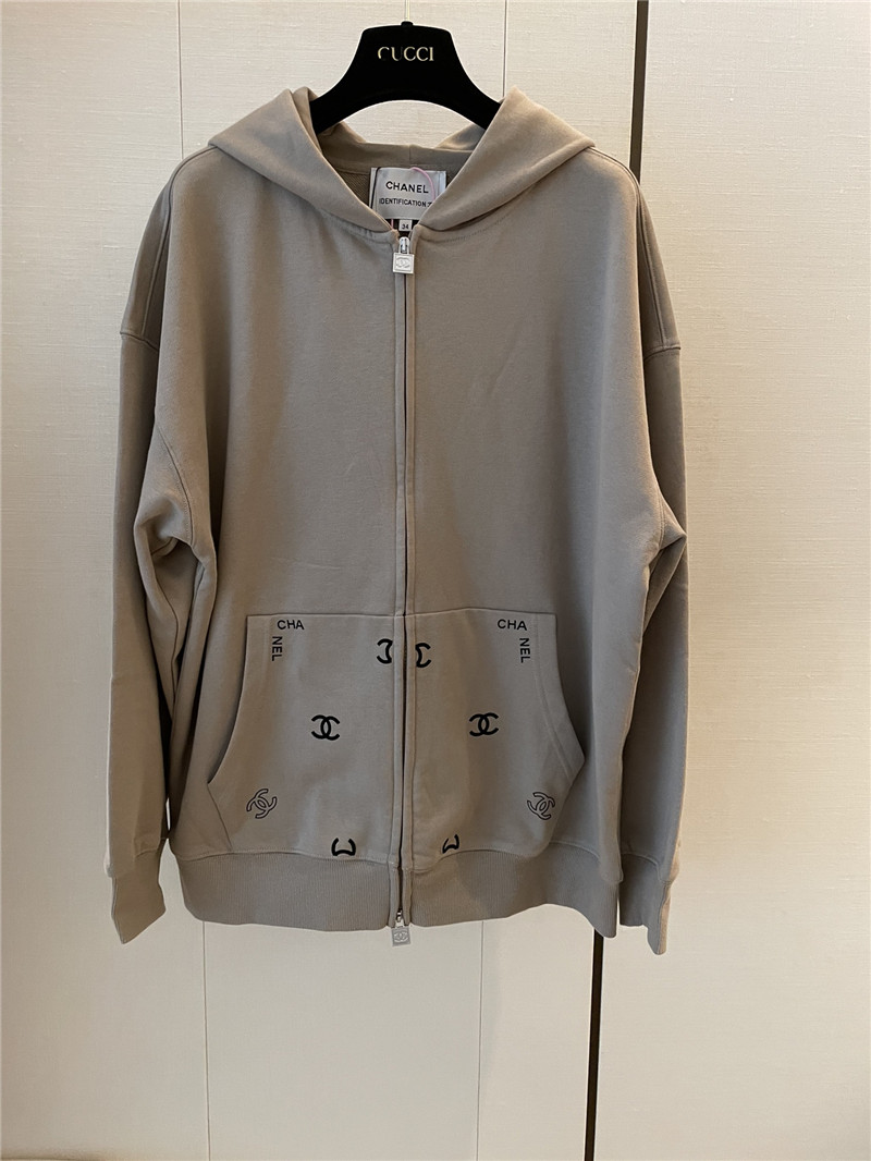 Ch**el logo hooded sweatshirt grey