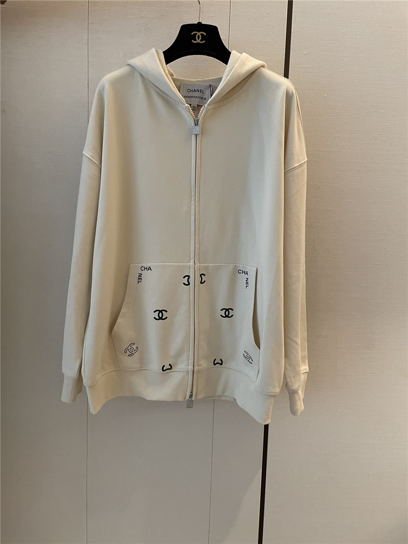 Ch**el logo hooded sweatshirt beige
