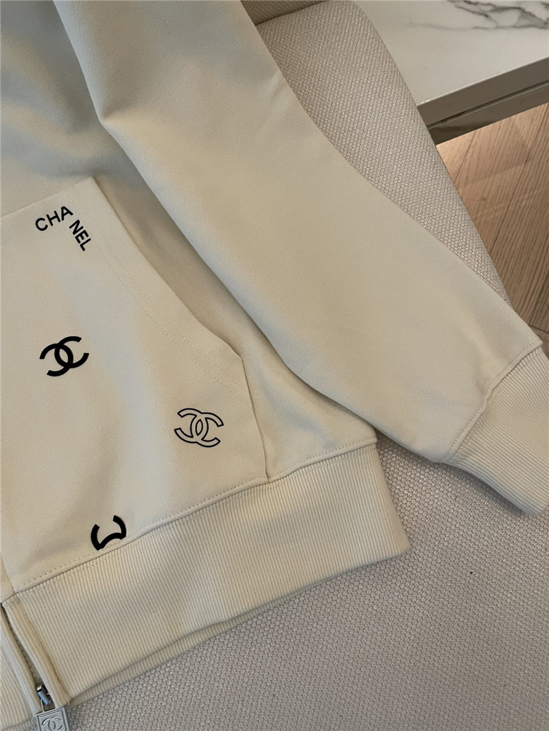 Ch**el logo hooded sweatshirt beige
