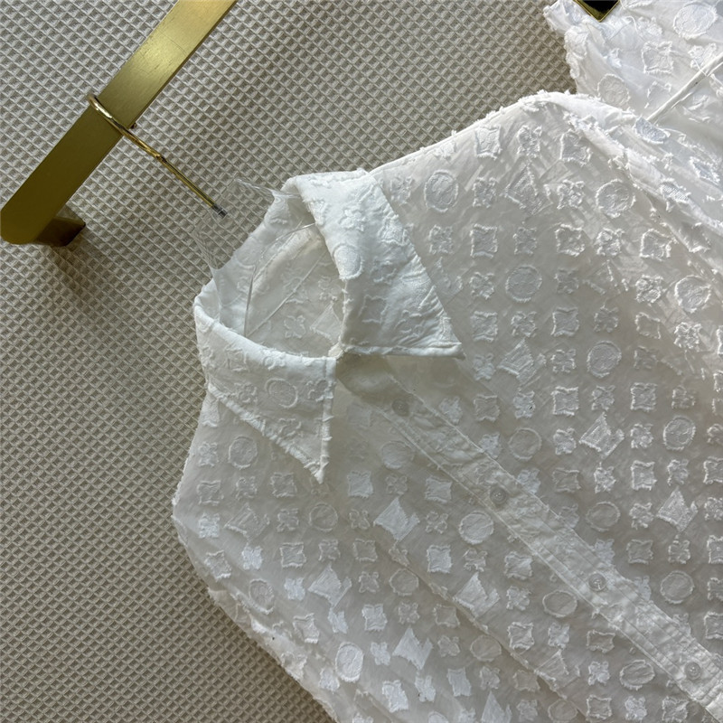 l0vis Vvtt0n lv lapel long white shirt + cake tutu skirt suit