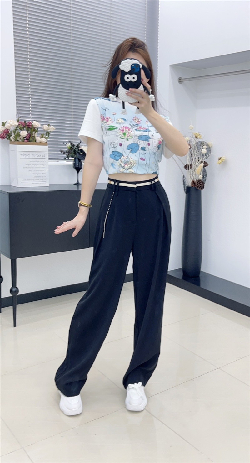 Ce1i*e new contrasting webbing wide-leg trousers