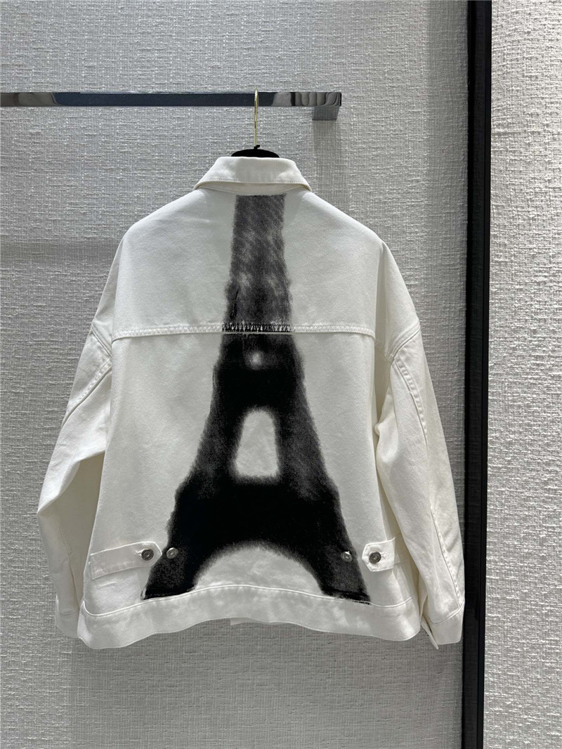 D10r eiffel tower printed washed denim jacket