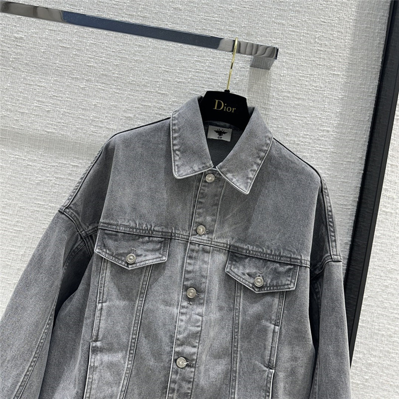 D10r eiffel tower printed washed denim jacket