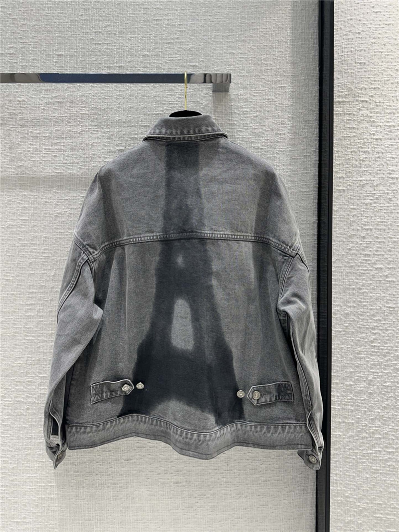 D10r eiffel tower printed washed denim jacket