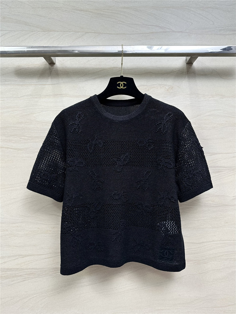 Ch**el bow crochet classic rhombus knitted top