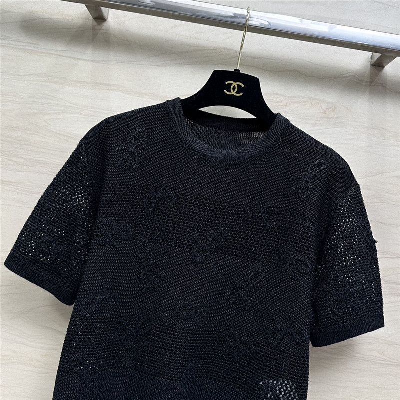 Ch**el bow crochet classic rhombus knitted top