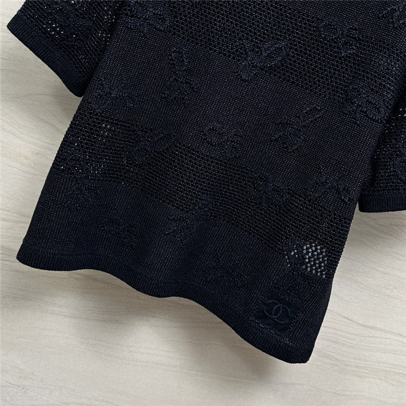 Ch**el bow crochet classic rhombus knitted top