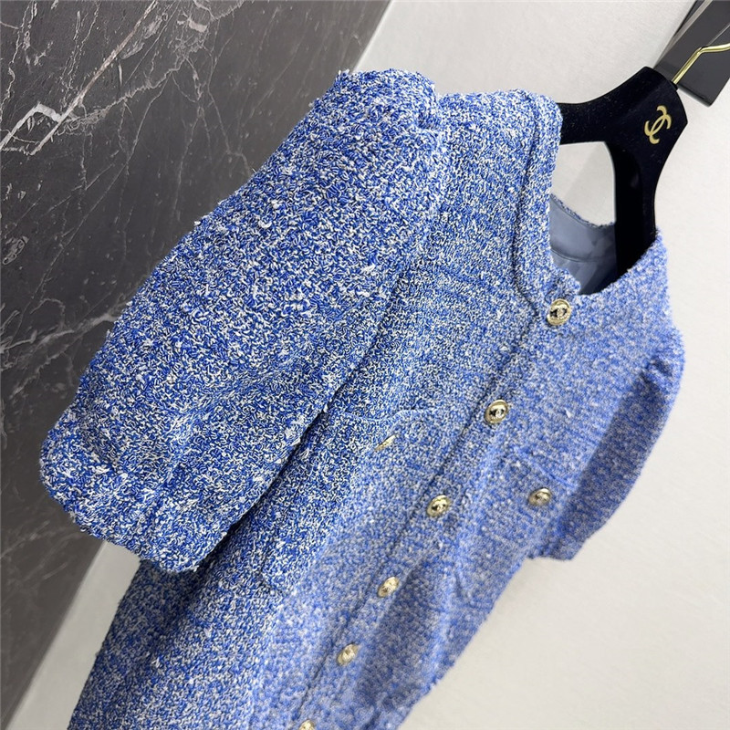 Ch**el sky blue puff sleeve braided short coat